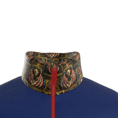 American Hebrew: Shield of the Set-Apart Men's Stand Collar Puffer Jacket