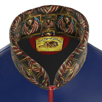 American Hebrew: Shield of the Set-Apart Men's Stand Collar Puffer Jacket