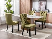 Carica l&#39;immagine nel visualizzatore di Gallery, High-end Tufted Solid Wood Contemporary Velvet Upholstered Dining Chair with Wood Legs Nailhead Trim 2-Pcs Set, Olive Green
