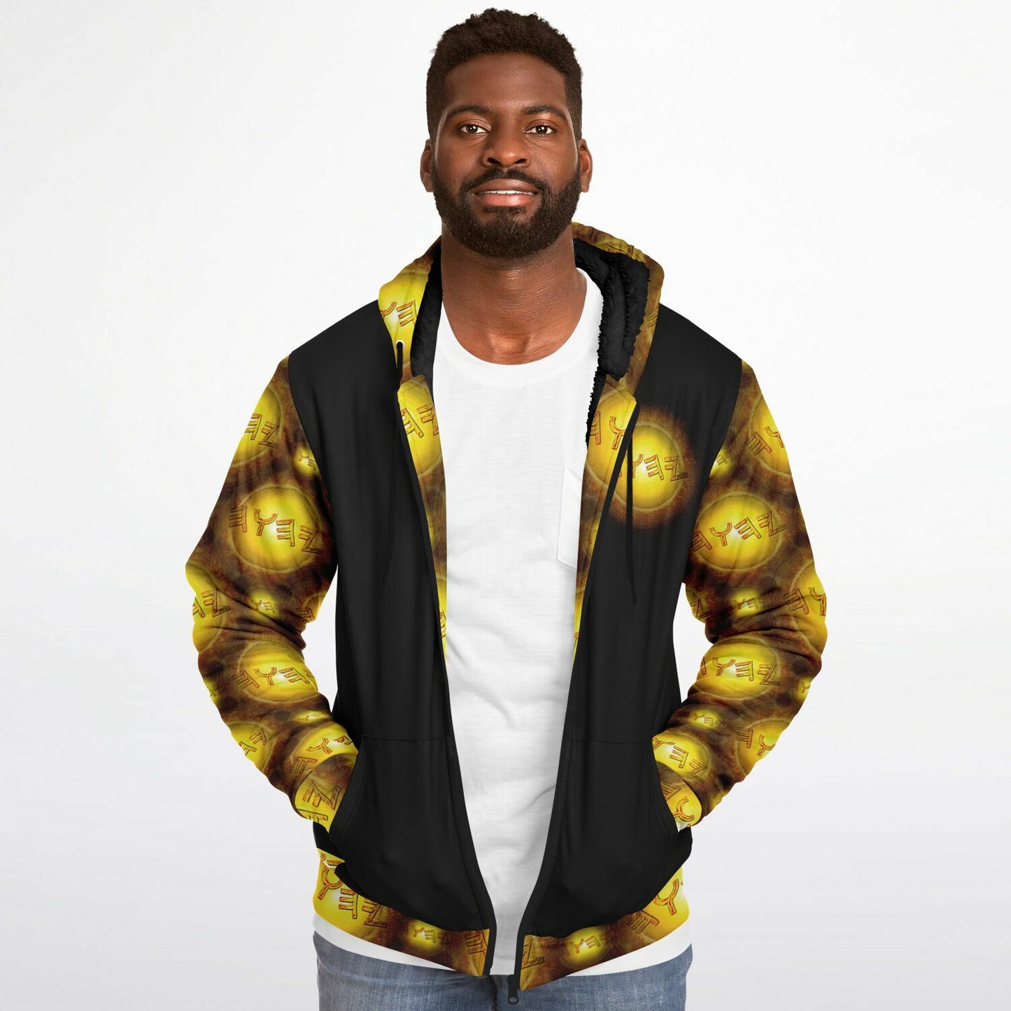 Creator Yahuah 01: Sun, Earth & Fire Designer Microfleece Unisex Zip Hoodie