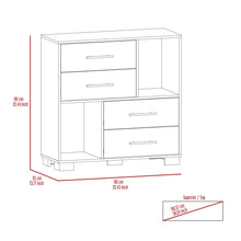 Charger l&#39;image dans la galerie, Krista Four Drawer Dresser with Two Open Shelves (White)
