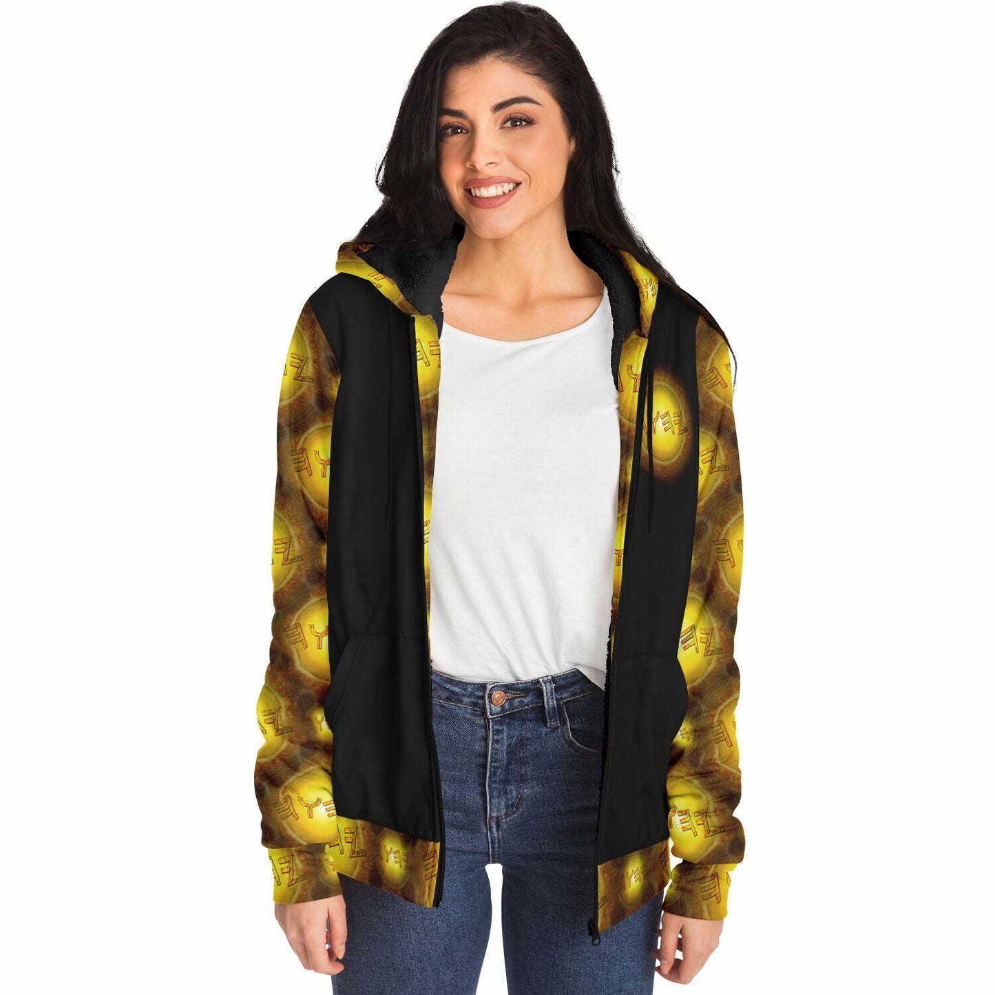 Creator Yahuah 01: Sun, Earth & Fire Designer Microfleece Unisex Zip Hoodie