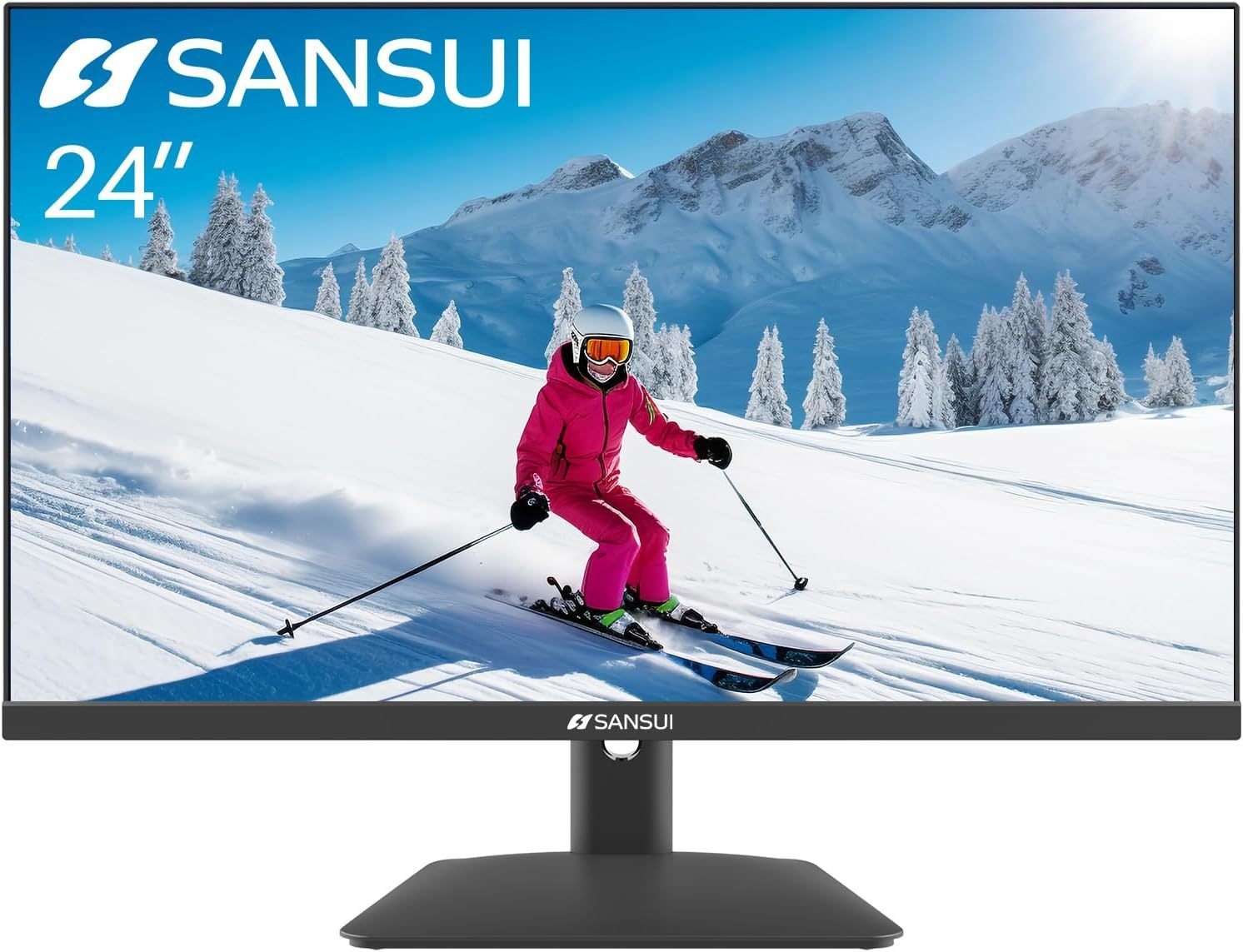 Sansui 24 inch IPS FHD 1080P 75HZ HDR10 Computer Monitor with HDMI, VGA,DP Ports Frameless/Eye Care/Ergonomic Tilt/Speakers Built-in(ES-24X5A HDMI Cable Included)