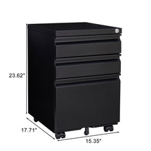 Load image into Gallery viewer, 3 Drawer Mobile File Cabinet with Lock (Black)
