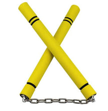 Cargar imagen en el visor de la galería, Sponge Nunchakus with Stainless Steel Chain (Black/Yellow)
