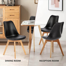 Load image into Gallery viewer, PU Leather Upholstered Dining Chairs with Wood Legs, Set of 4 (Black)
