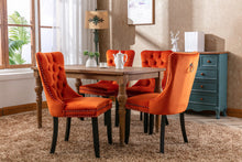 Cargar imagen en el visor de la galería, High-end Tufted Solid Wood Contemporary Velvet Upholstered Dining Chair with Wood Legs Nailhead Trim 2-Pcs Set, Orange
