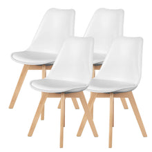 Charger l&#39;image dans la galerie, PU Leather Upholstered Dining Chairs with Wood Legs, Set of 4 (White)

