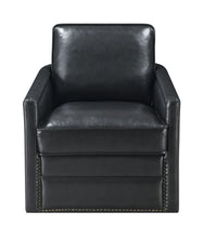 Charger l&#39;image dans la galerie, ACME Rocha Leather Accent Armchair with Swivel, Black Leather Aire
