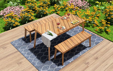 Charger l&#39;image dans la galerie, GO 3 Pieces Acacia Wood Table &amp; 2 Benches Indoor/Outdoor Patio/Porch Furniture Set, Natural
