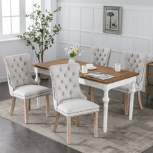 Load image into Gallery viewer, High-end Tufted Solid Wood Contemporary Flax Upholstered Dining Chair with Wood Legs Nailhead Trim 2-Pcs Set, Light Gray
