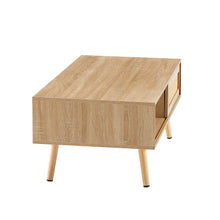 Carica l&#39;immagine nel visualizzatore di Gallery, 41.34&quot; Modern Rattan Coffee Table with Sliding Door Storage (Natural)
