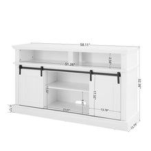 Cargar imagen en el visor de la galería, Mid Century Style Sliding Door Entertainment Center with Storage Cabinet and 23&#39;&#39; Fireplace, Antique White
