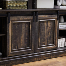 Cargar imagen en el visor de la galería, Mid Century Style Sliding Door Entertainment Center with Storage Cabinet, Antique Brown
