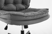 Cargar imagen en el visor de la galería, Adjustable Armless Wide PU Leather Swivel Office Chair, Smoke Grey
