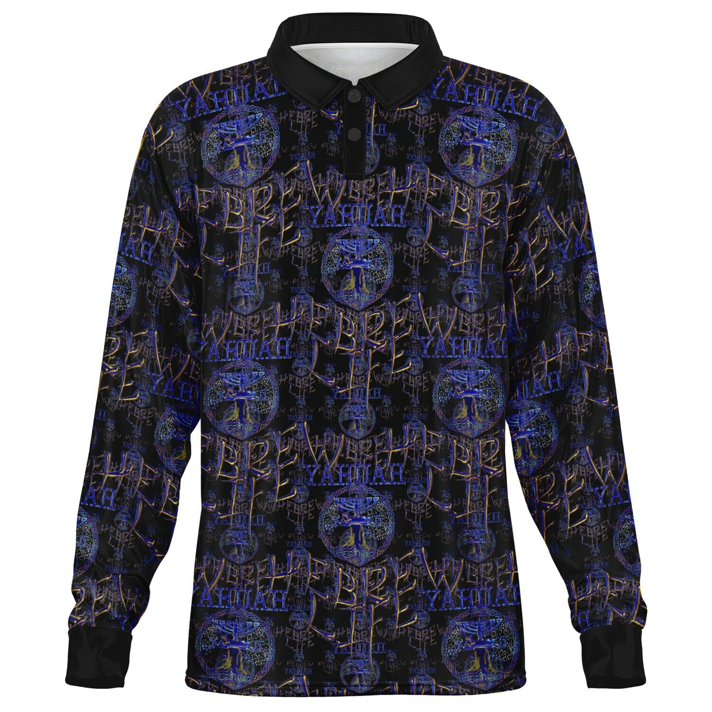 Hebrew Life 01-02 Men’s Designer Long Sleeve Polo Shirt