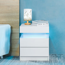 Carica l&#39;immagine nel visualizzatore di Gallery, LED Nightstand with 2 High Gloss Drawers
