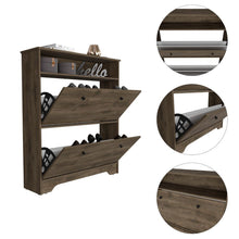 Load image into Gallery viewer, Calgary Shoe Rack with Superior Top, One Open Shelf and Two Extendable Shelves (Dark Brown)
