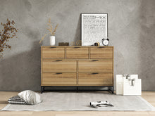 Load image into Gallery viewer, Modern 7 Drawer Wood Dresser, Walnut Color
