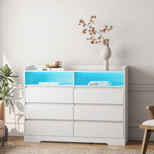 Carica l&#39;immagine nel visualizzatore di Gallery, Six Drawer Dresser with LED Lights, White
