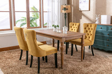 Cargar imagen en el visor de la galería, High-end Tufted Solid Wood Contemporary Velvet Upholstered Dining Chair with Wood Legs Nailhead Trim 2-Pcs Set, Golden
