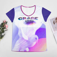 Cargar imagen en el visor de la galería, Grace 101-02 Camiseta con cuello en V de diseñador para mujer 
