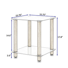 Carica l&#39;immagine nel visualizzatore di Gallery, 2-Tier End/Side Table with Storage Shelves, White+Oak

