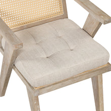 Load image into Gallery viewer, Mid Century Accent Arm Chair with Handcrafted Rattan Backrest and Padded Seat (Natural)
