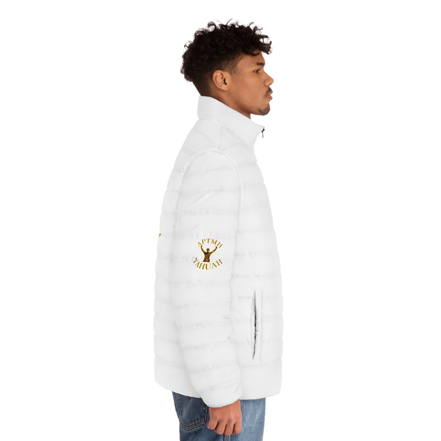 All Praise The Most High Yahuah 01-01 Men's Designer Puffer Jacket, White