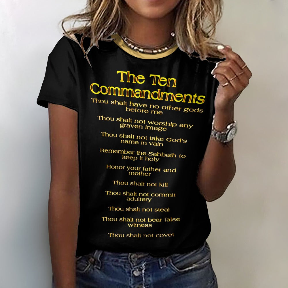 Ten Commandments 01 Ladies Designer Cotton T-shirt (4 Colors)