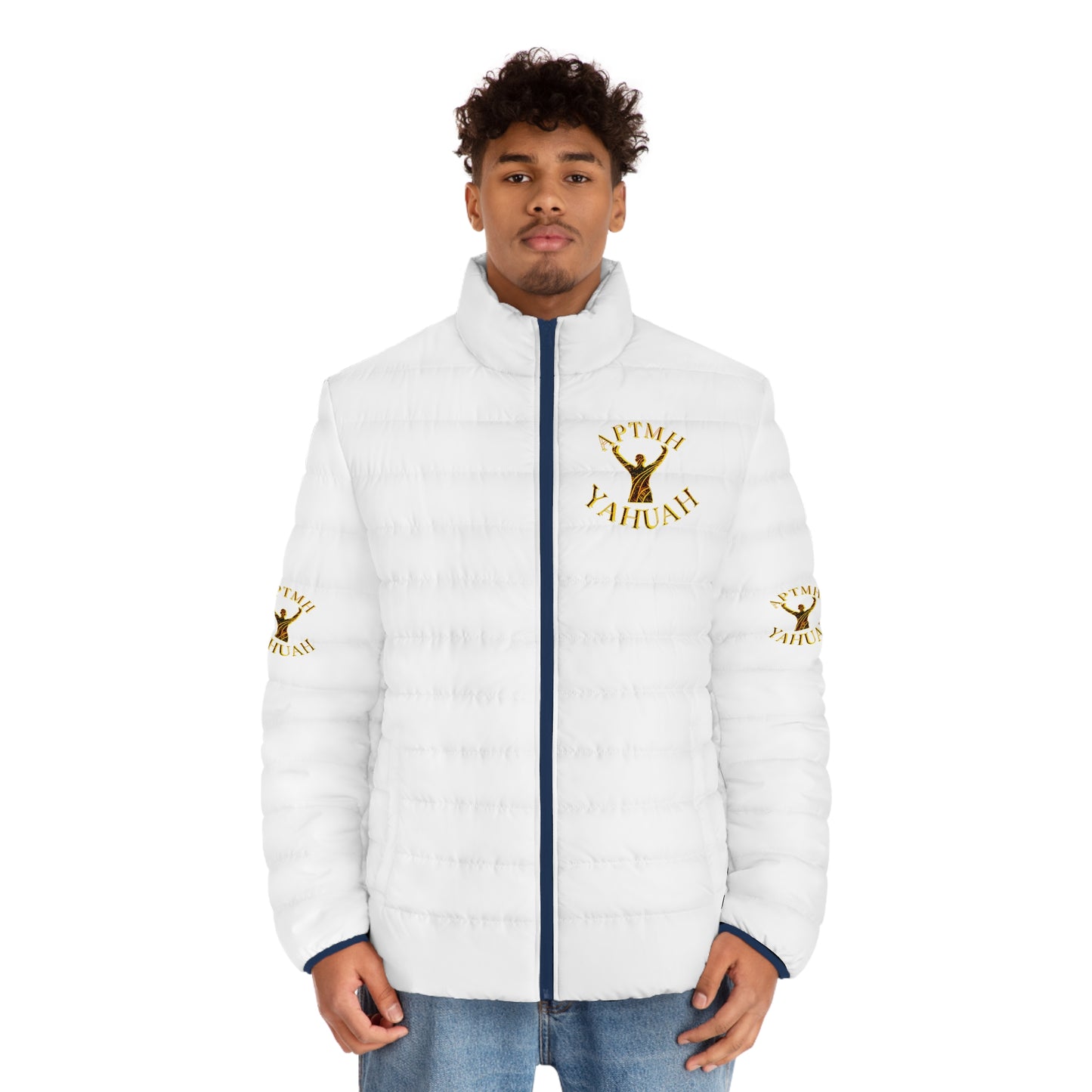 All Praise The Most High Yahuah 01-01 Men's Designer Puffer Jacket, White