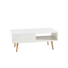 Load image into Gallery viewer, 41.34&quot; Modern Rattan Coffee Table with Sliding Door Storage (White)
