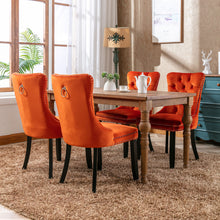 Cargar imagen en el visor de la galería, High-end Tufted Solid Wood Contemporary Velvet Upholstered Dining Chair with Wood Legs Nailhead Trim 2-Pcs Set, Orange
