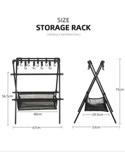 Charger l&#39;image dans la galerie, Picnic and Camping Multifunctional Outdoor Folding Drying + Storage Shelf/Rack
