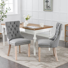 Charger l&#39;image dans la galerie, High-end Tufted Solid Wood Contemporary Flax Upholstered Linen Dining Chair with Wood Legs Nailhead Trim 2-Pcs Set, Gray
