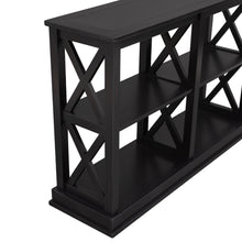 Load image into Gallery viewer, TREXM Sofa Table with 3-Tier Open Storage Spaces and &quot;X&quot; Legs (Black)
