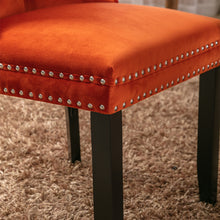 Cargar imagen en el visor de la galería, High-end Tufted Solid Wood Contemporary Velvet Upholstered Dining Chair with Wood Legs Nailhead Trim 2-Pcs Set, Orange
