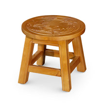 Carica l&#39;immagine nel visualizzatore di Gallery, Carved Wooden Step Stool, Floral, Natural
