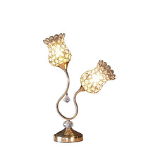Load image into Gallery viewer, 18.75&quot; Rose Gold Floral Two Trumpet Glam Metal Table Lamp
