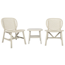 Charger l&#39;image dans la galerie, 3 Piece Hollow Design Retro Outdoor Patio Table and Lounge Chairs Furniture Set with Open Shelf and Widened Seats (White)
