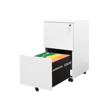 Load image into Gallery viewer, 2 Drawer Steel Mobile Rolling File Cabinet with Lock on Anti-tilt Wheels (White)

