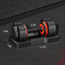 Carica l&#39;immagine nel visualizzatore di Gallery, 25lbs 5 in 1 Single Adjustable Dumbbell Free Weight with Anti-Slip Metal Handle
