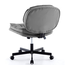 Cargar imagen en el visor de la galería, Adjustable Armless Wide PU Leather Swivel Office Chair, Smoke Grey
