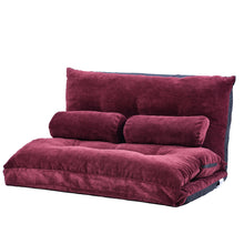Charger l&#39;image dans la galerie, Orisfur Lazy Sofa Adjustable Folding Futon Sofa Video Gaming Sofa with Two Pillows (Burgundy)
