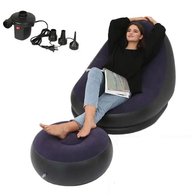Inflatable Air Mattress with Leg Stool for Indoor/Outdoor Use (3 colors)