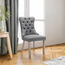 Cargar imagen en el visor de la galería, High-end Tufted Solid Wood Contemporary Flax Upholstered Linen Dining Chair with Wood Legs Nailhead Trim 2-Pcs Set, Gray
