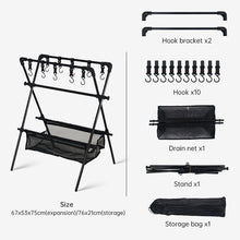 Charger l&#39;image dans la galerie, Picnic and Camping Multifunctional Outdoor Folding Drying + Storage Shelf/Rack
