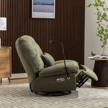 Charger l&#39;image dans la galerie, Smart Power 270° Swivel Glider Recliner Gaming Chair with USB Charger, Phone Holder, Hidden Storage Compartments and Bluetooth Music Player, Green
