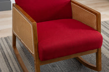 Charger l&#39;image dans la galerie, Red Upholstered Tall Back Accent Rocking Armchair
