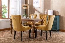 Cargar imagen en el visor de la galería, High-end Tufted Solid Wood Contemporary Velvet Upholstered Dining Chair with Wood Legs Nailhead Trim 2-Pcs Set, Golden
